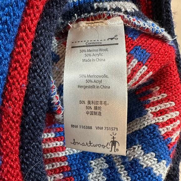 Smartwool Kids Snowflake Beanie Pom Winter Hat Merino Wool Youth Boys Blue Red - Picture 8 of 9